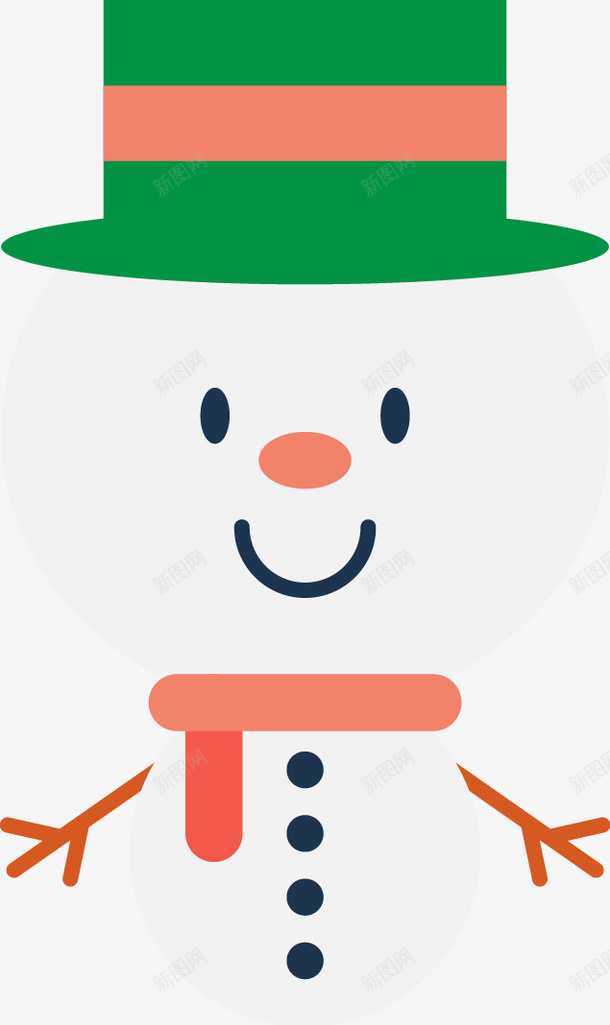 戴帽子的雪人png免抠素材_88icon https://88icon.com PNG图形 帽子 绿帽子 装饰 雪人