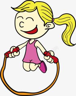 跳绳的卡通可爱女孩素材