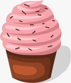 粉色奶油杯子蛋糕矢量图素材