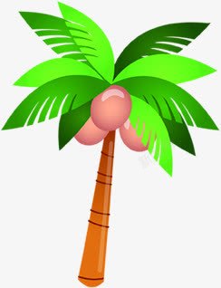 夏日卡通海报手绘植物椰子树素材