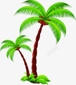 手绘卡通夏日植物椰子树素材