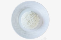 白色瓷盘子里的大米饭素材