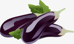 手绘紫色茄子叶子矢量图素材