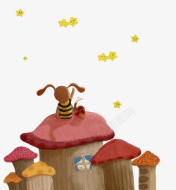 卡通小蘑菇房子素材