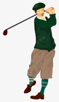 绿衣服打高尔夫的男子素材