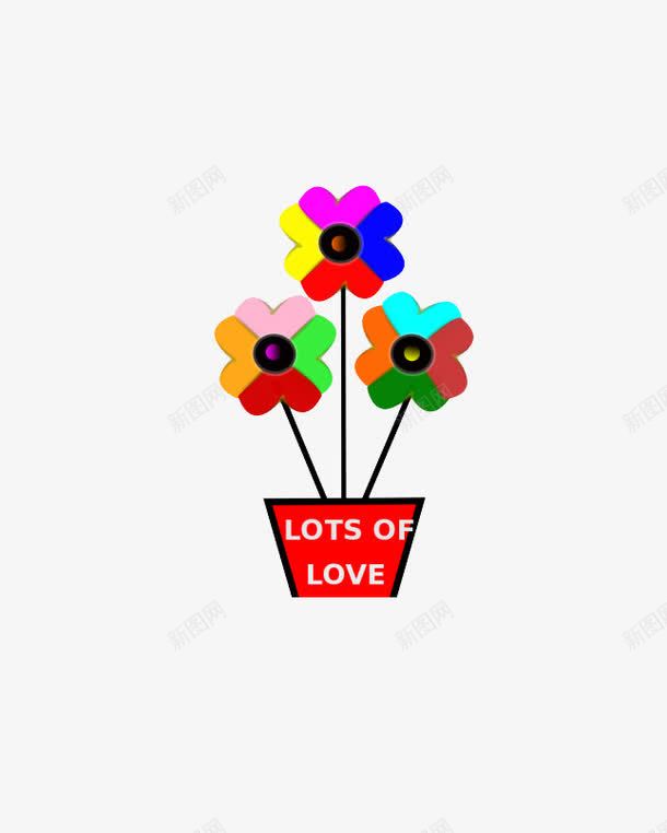 彩色的花朵元素png免抠素材_88icon https://88icon.com 彩色 花朵 花瓶 装饰 设计元素