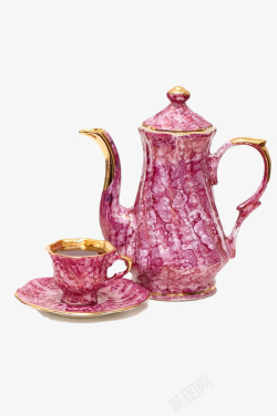 高雅现代粉色瓷器茶壶下午茶素材