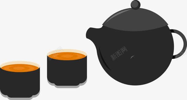 茶壶与茶杯png免抠素材_88icon https://88icon.com 茶具 茶壶 茶杯 茶饮 黑色