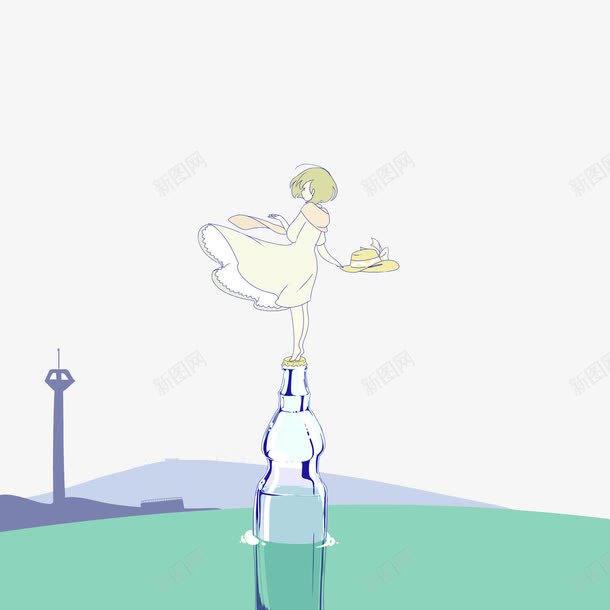 灯塔与水里玻璃瓶上的女孩png免抠素材_88icon https://88icon.com 女孩 灯塔 玻璃瓶