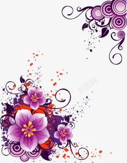 深紫色花朵花丛矢量图素材