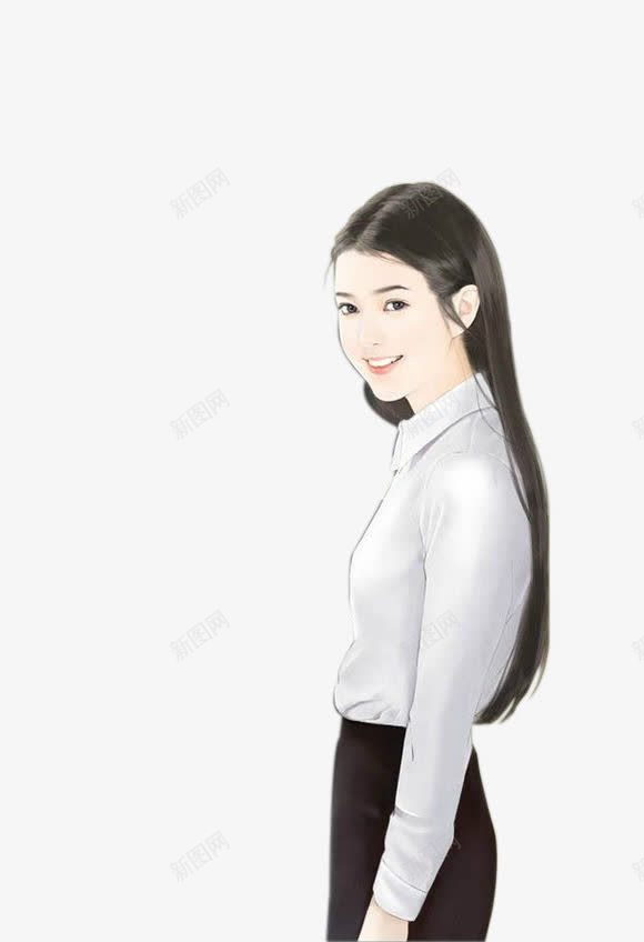 白衬衫长发女孩png免抠素材_88icon https://88icon.com 女孩 衬衫 长发