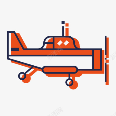手绘玩具熊红色手绘飞机卡通图标矢量图图标