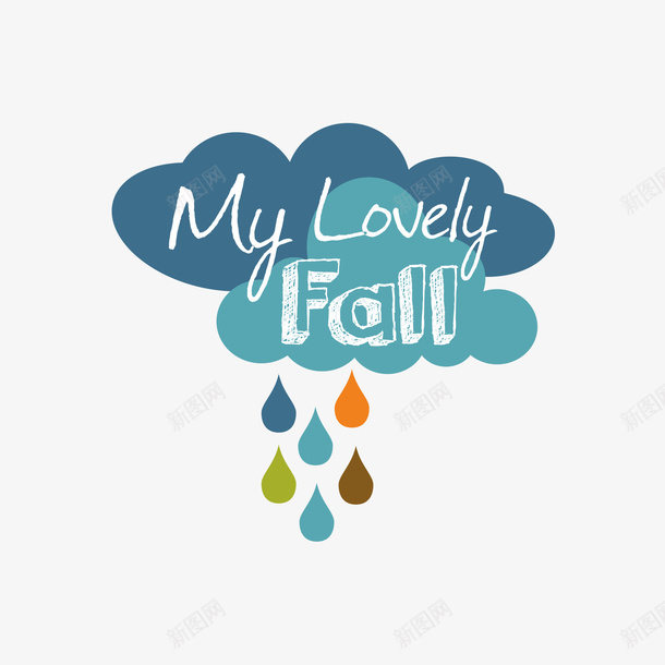 蓝色云朵和彩色雨滴矢量图ai免抠素材_88icon https://88icon.com 云朵 彩色 矢量英文 英文 蓝色 雨滴 矢量图