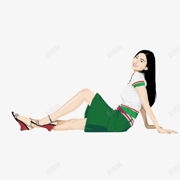 绿色短裙半躺美女png免抠素材_88icon https://88icon.com 半躺 短裙 绿色 美女 美女人物