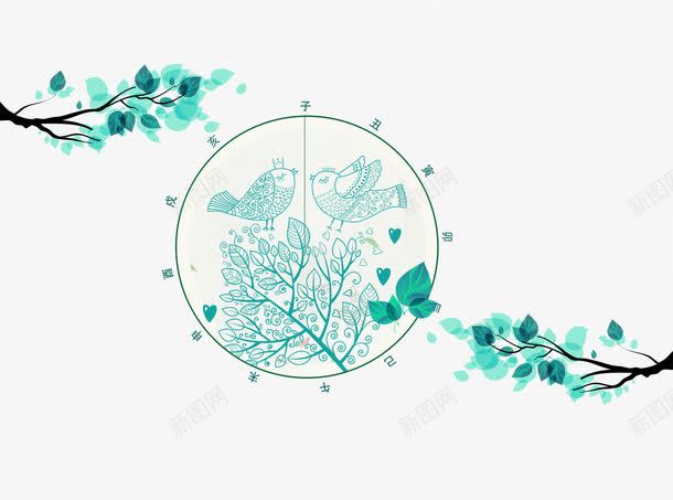 蓝色清新文艺树枝春季海报背景png免抠素材_88icon https://88icon.com 文艺 春季 树枝 海报 清新 蓝色 装饰图案