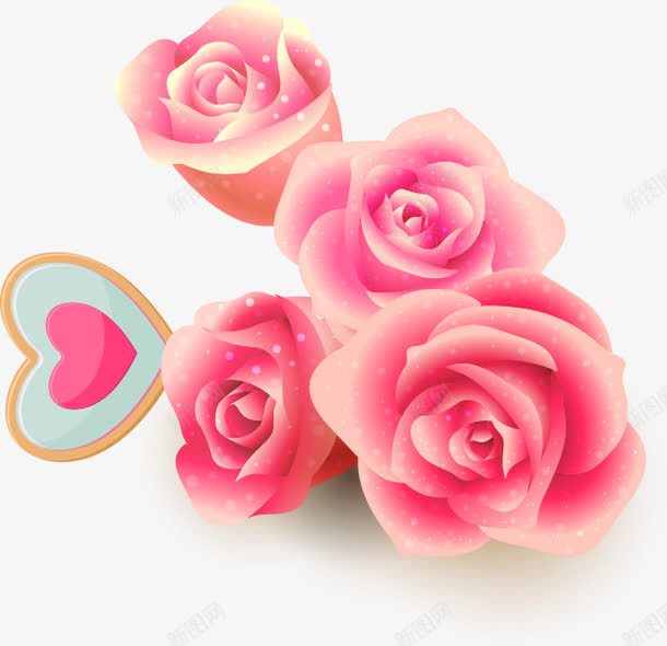 粉色玫瑰花心形图案png免抠素材_88icon https://88icon.com 图案 心形 粉色玫瑰花