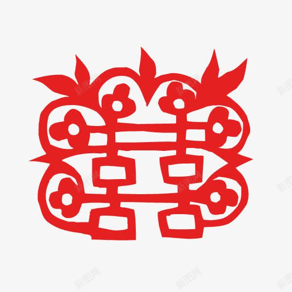 喜字双喜剪纸大红png免抠素材_88icon https://88icon.com 剪纸 双喜 喜字 大红