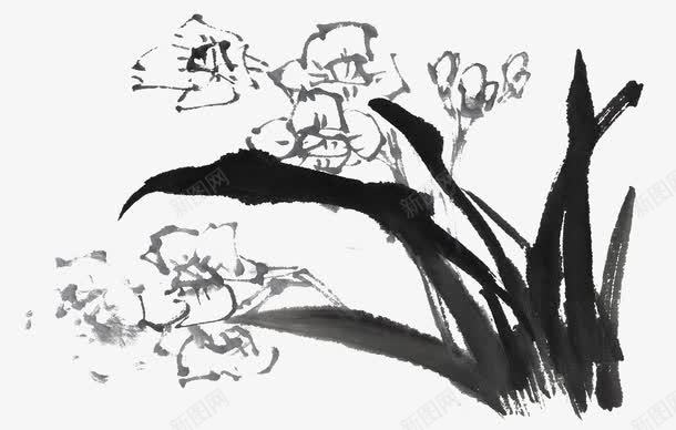 水墨花卉水仙花手绘png图片免费下载-素材lpqbbvvv-88ICON