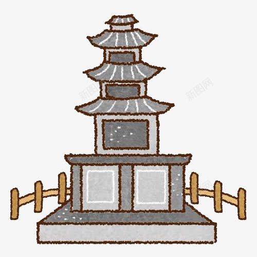 手绘寺庙塔png免抠素材_88icon https://88icon.com 塔 寺庙 建筑 篱笆