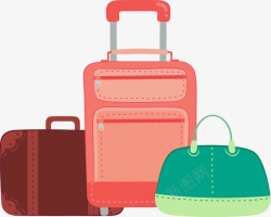 绿色手提箱三个行李箱矢量图高清图片