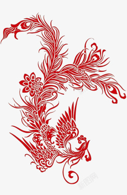 红色背景花纹装饰素材