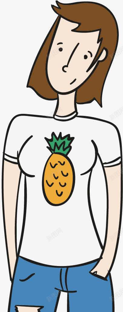 长腿美女png免抠素材_88icon https://88icon.com 创意 手绘 牛仔裤 短发 破洞 美女 长腿