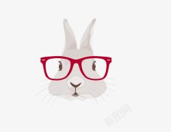 灰色戴眼镜小兔子素材