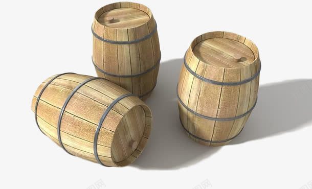 三个木制酒桶png免抠素材_88icon https://88icon.com 木制 简约 装饰 酒桶