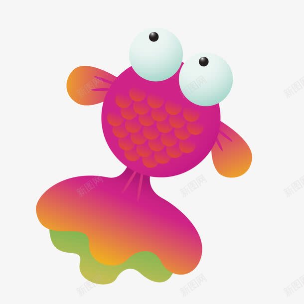 红色渐变可爱金鱼png免抠素材_88icon https://88icon.com 可爱 渐变 红色 金鱼
