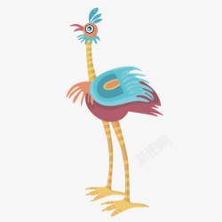 彩色卡通鸵鸟可爱素材