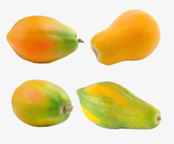 实物水果不同角度的四个木瓜素材