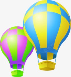 彩色方格热气球光棍节素材