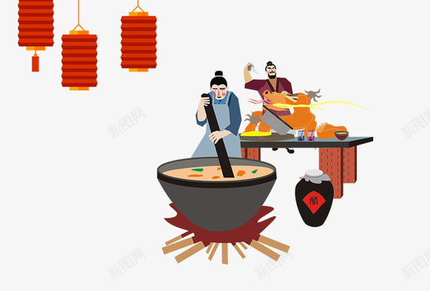 卡通熬汤人物新年装饰png免抠素材_88icon https://88icon.com 喜庆 新年装饰 春节 熬汤 红色灯笼 背景装饰