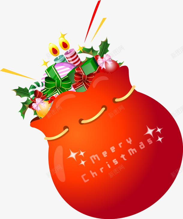 红色圣诞节礼物礼袋png免抠素材_88icon https://88icon.com Christma Christmas Merry 圣诞快乐 圣诞节 礼袋 装饰图案 路牌