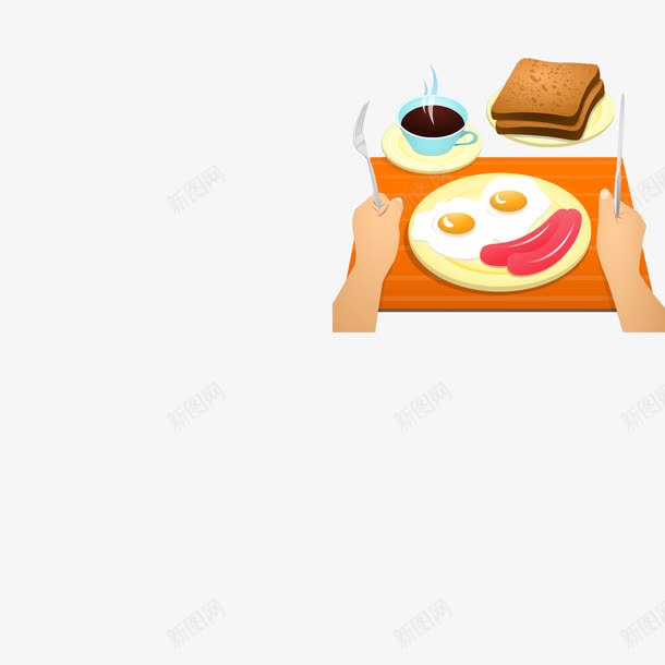 漂浮托盘png免抠素材_88icon https://88icon.com 咖啡 托盘 香肠 鸡蛋
