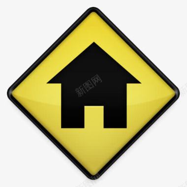 home回家黄色道路标志图标图标