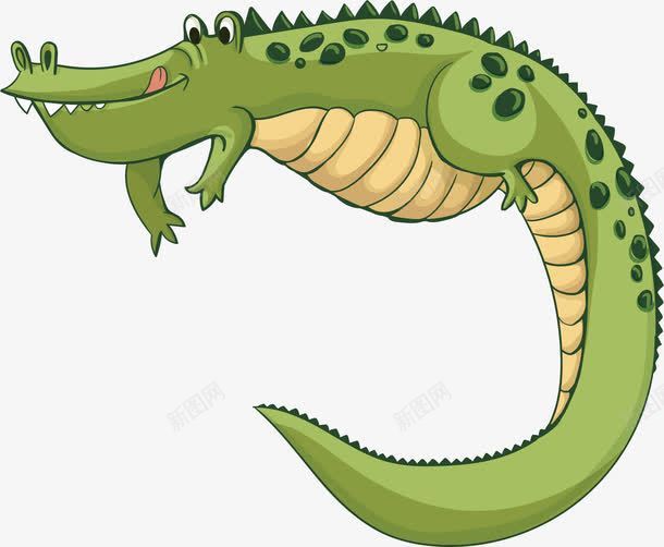绿色鳄鱼png免抠素材_88icon https://88icon.com 动物 尾巴 手绘 斑点 斑纹 爪子 鳄鱼