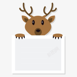 咖啡色鹿动物标签矢量图素材