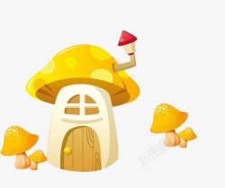 蘑菇房子黄色卡通素材