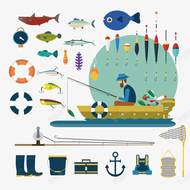 钓鱼的人矢量图eps免抠素材_88icon https://88icon.com 人 船 钓鱼 矢量图