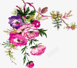 中秋节手绘彩色包装花朵素材