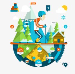 扁平化旅游主题元素素材