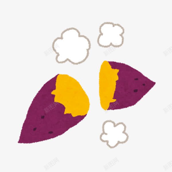 掰开的紫薯png免抠素材_88icon https://88icon.com 卡通 熟食 紫薯 食物