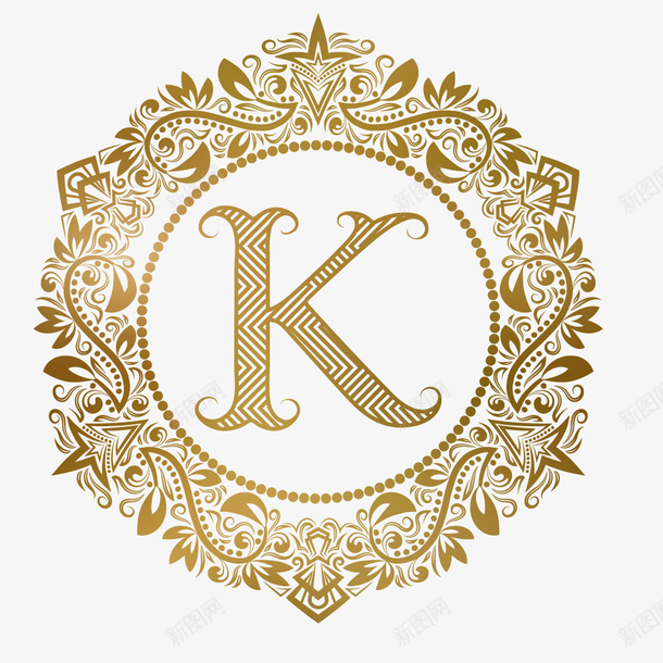 卡通手绘金色花边字母Kpng免抠素材_88icon https://88icon.com 创意 动漫动画 卡通手绘 精美的花边 艺术 金色花边字母K