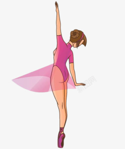 手绘粉色芭蕾透明纱裙素材