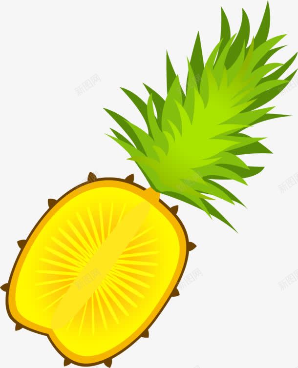 美味黄色菠萝png免抠素材_88icon https://88icon.com 水彩 水果 绿色菠萝叶 美味菠萝 黄色果肉 黄色菠萝