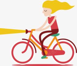 女孩骑单车素材