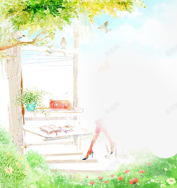 手绘漫画读书场景人物恬静png免抠素材_88icon https://88icon.com 人物 场景 恬静 漫画 读书