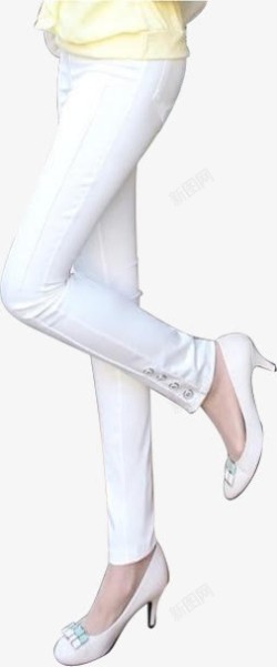白色女裤修身百搭女裤白色电商高清图片