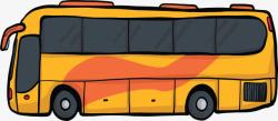 黄色卡通旅游巴士矢量图素材